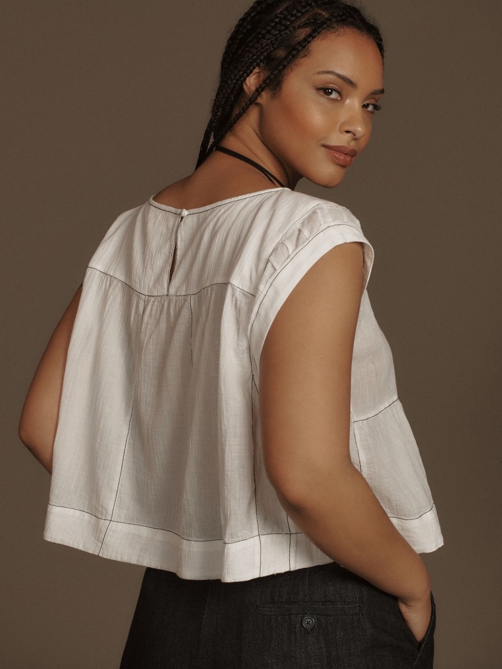 By Anthropologie Cream Ivory Babydoll Sleeveless Tank - Picture 6 of 15